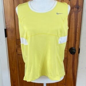 Nike Dri Fit Tennis Yellow White Top sleeveless XL